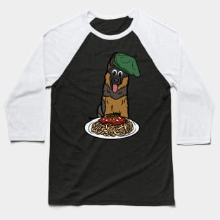 Cute Guard Dog is eating spaghetti Baseball T-Shirt